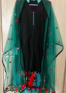 Elegant Black Anarkali with Dupatta