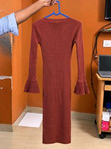 Ribbed Bell Sleeve Knit Dress