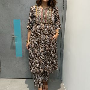 Brown Printed coord Set