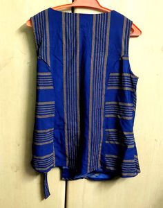 Striped Blue Wrap Top