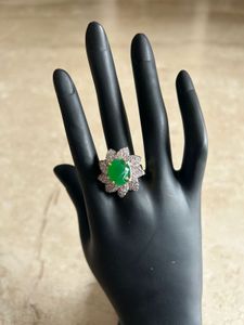 Emerald &amp; Diamond Flower Ring