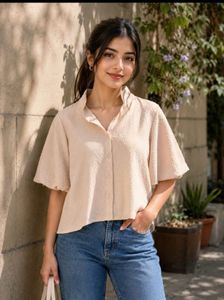 Stylish Textured Cream Top