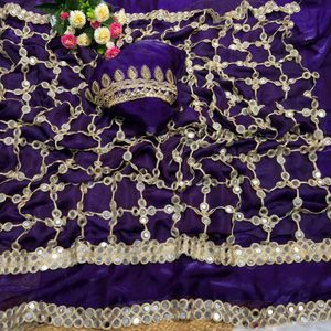 Stunning Purple Sequined Saree