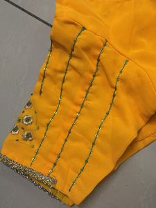 Vibrant Yellow Embroidered Saree