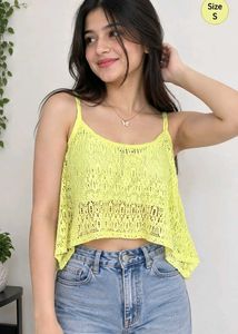 Vibrant Yellow Crochet Cami Top
