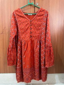 Max Rust Orange Peplum Short Kurta