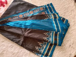 Black With Blue Bordered Saree