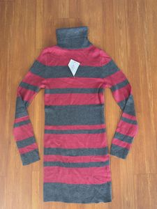 Striped Turtleneck Sweater Dress