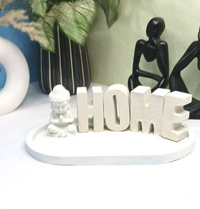 Minimalist White Concrete "HOME" Decor Tray