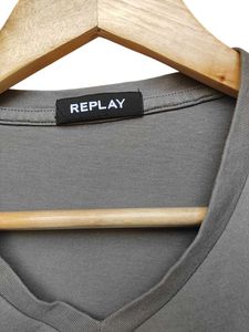 Replay Grey V-Neck T-Shirt – Size M