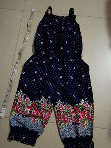 Kids Navy Floral Jumpsuit