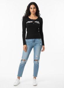 NEW ME Black Ribbed Crop Top