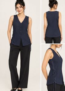 Navy Blue Lace-Up Vest
