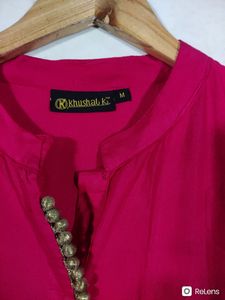 Khushal K Pink Printed V Neck Kurta (Women)