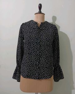 Vintage Chic Polka Dot Bell Sleeve Blouse