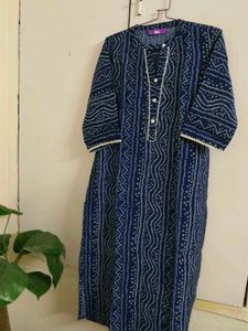 new Blue &amp; White Bandhani Print Kurta