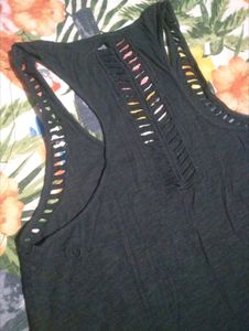 Black Tank Top with Cutout Detail
