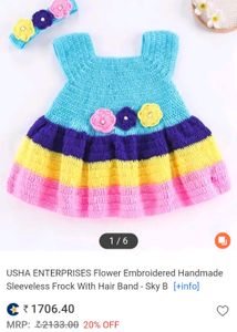 Sleeveless Woolen Frock With Hairband