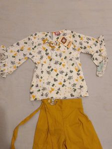 Cute Girls' Heart Print Top & Palazzo Set