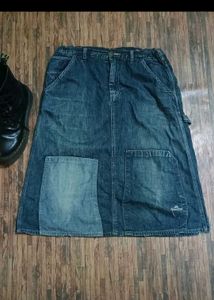 Y2K blue denim midi skirt
