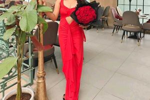 Stunning Red brynne drape dress