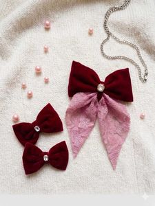 Chic Velvet Bow Hair Clips - Set of 3
