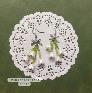 White Bell Flower Dangle Earrings