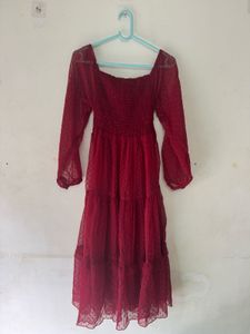 Chic Maroon Tiered Dress