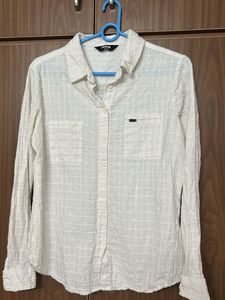 Classic White Textured Button-Up Shirt