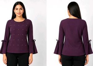 🇬🇧British Girl Top Pearls Stylish Western Eleg