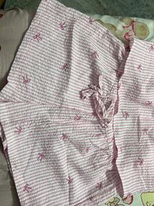 Cute Pink Striped bow Pajama Set