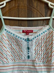Striped Cami Top with Lace Detail