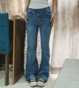 Women's Flared Blue Denim Jeans