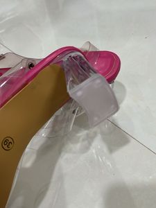 Rhinestone Clear Strap Glass Heels