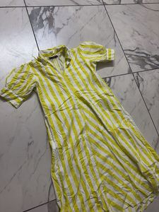 yellow striped short dress