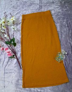 Mustard Ribbed Knit Skirt