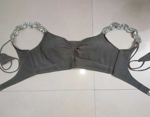 Elegant Grey Lehenga Choli with Stylish Strap