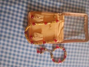 Gold-tone Red Beaded Jewellery Set