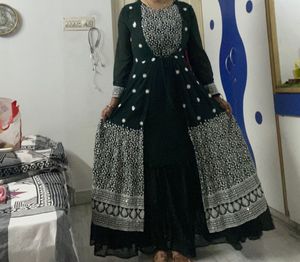 Emerald Green Embroidered Gown