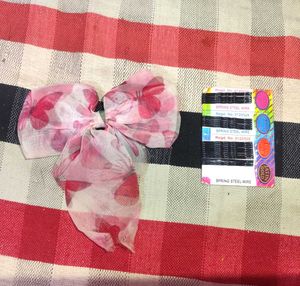 Floral Bow &amp;  Hair Clip