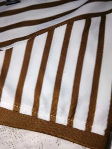 H&amp;M Brown &amp; White Striped Polo🤎