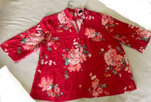 Light Red Floral Print Blouse