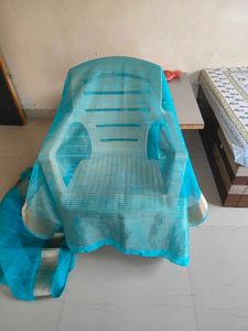 Aqua Blue with zari border saree