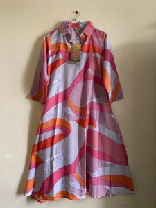 Shirt Collar A-line Kurta With Salwar For Women