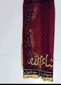 Embellished Maroon Dupatta