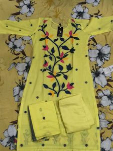 Yellow Embroidered Kurta Set