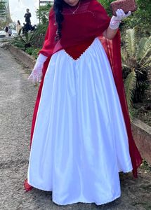 Elegant White &amp; Red Ethnic Gown