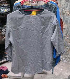 Gray Button-Down Top