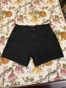 Unused Black Denim Shorts