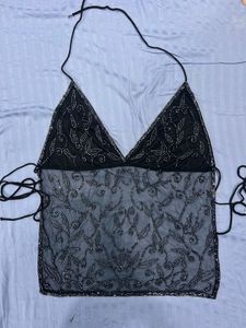 Y2K Viral Beaded Chatpata Halter Top